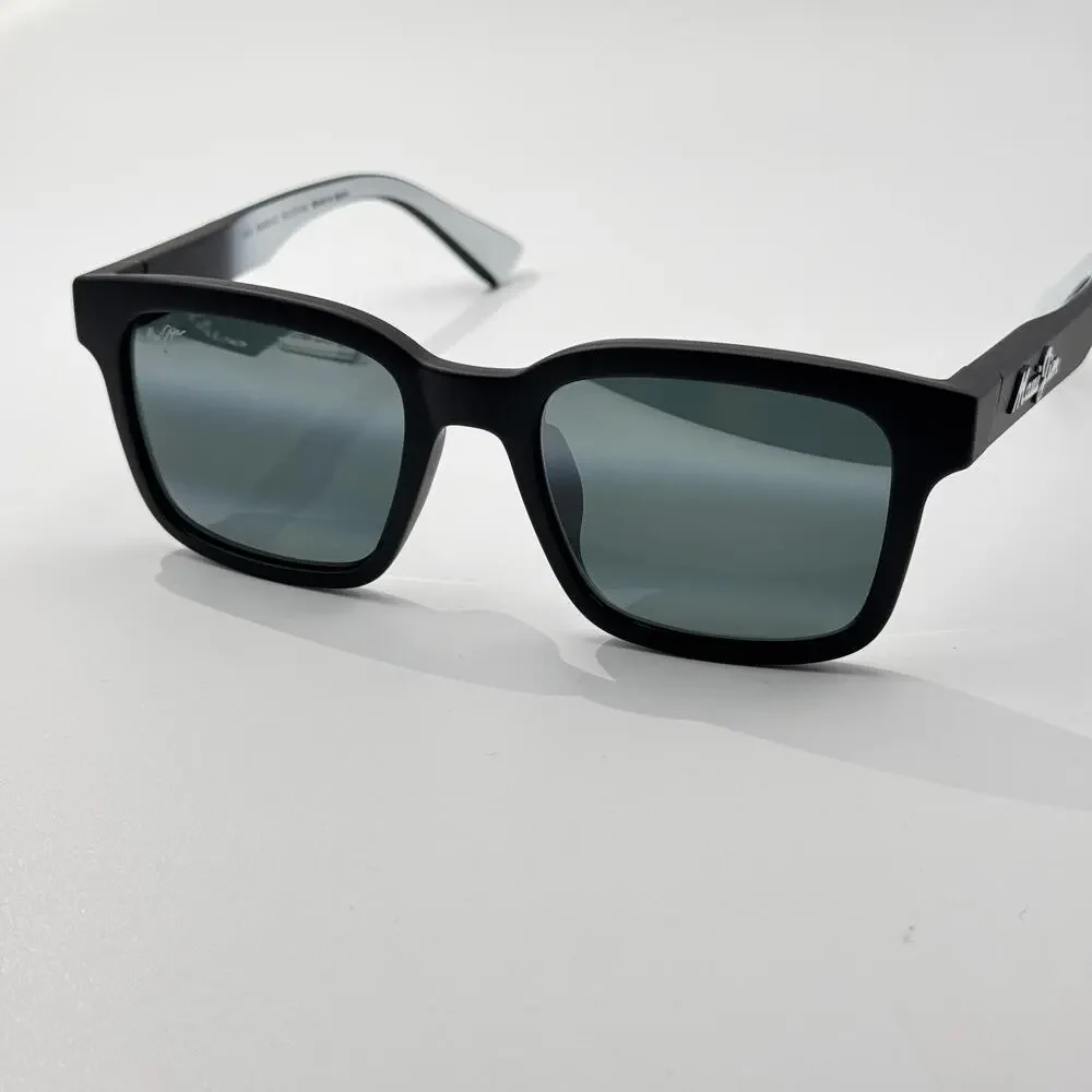 Maui Jim Sunglasses Opiopio AF MP-BG MJ659-02 Black Square Polarized Asian Fit